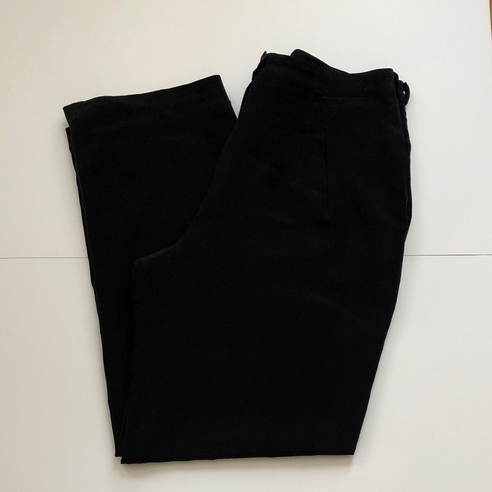 Vintage Silk Black Wide Leg Pleated Pants
